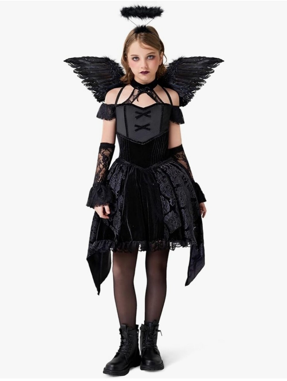 DRESS & TRAIN ONLY Spooktacular Creations Fallen Angel Costume NIP Sz: XL